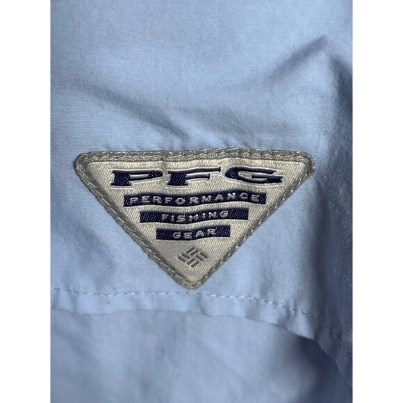 Columbia PFG Mens Size 2XL Light Blue Long Sleeve Button Down Omni Shade Fishing - Picture 9 of 10